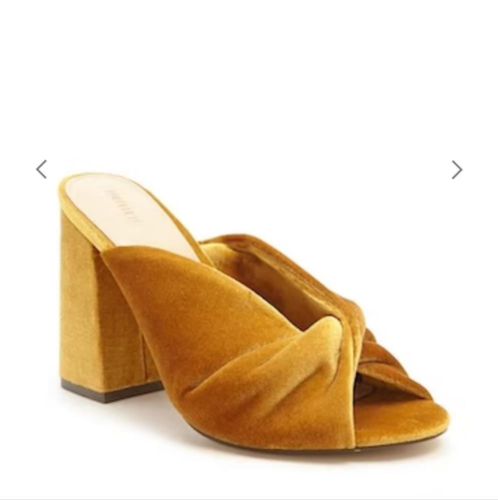 Mustard Yellow Twisted Velvet Mules Sandals Forever 21